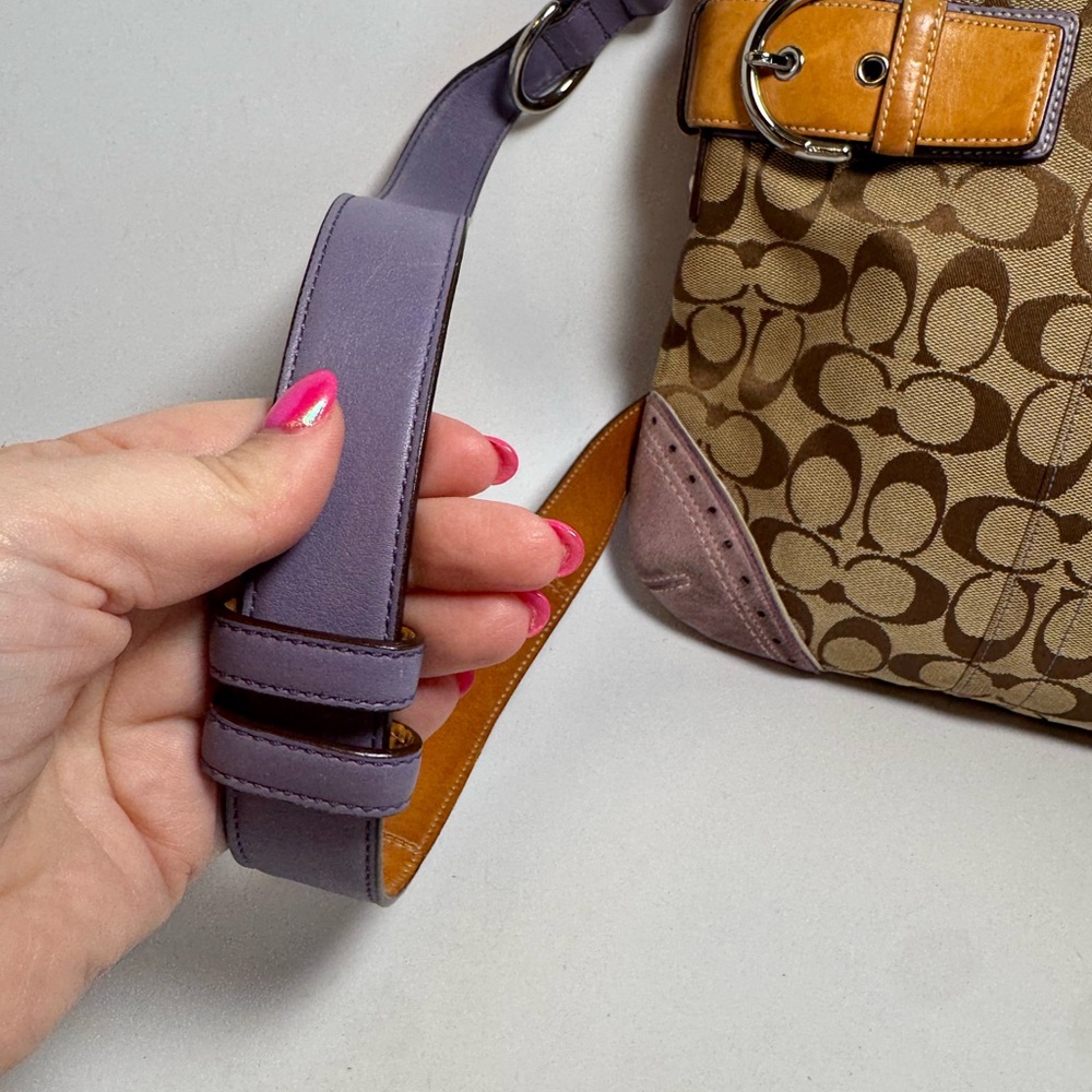 Vintage Coach SoHo Slim Duffle Shoulder Bag/Crossbody #1486 Purple Suede Y2K - Picture 11 of 14
